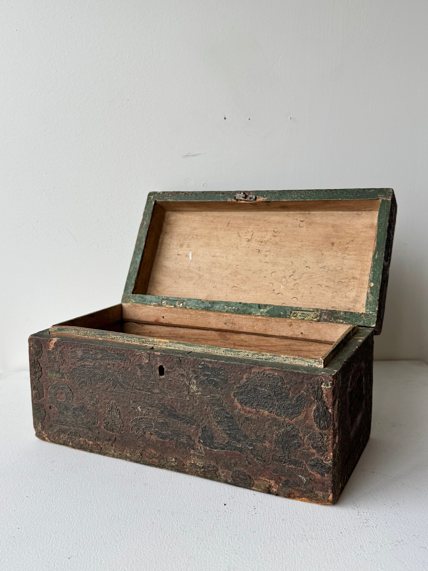 Heavily Patinated Chest with Cutouts