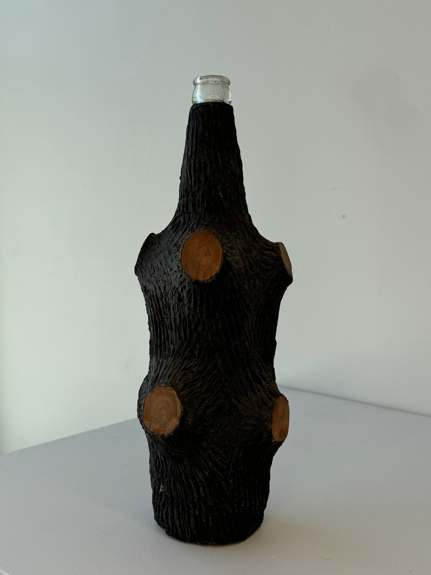 Faux Bois Glass Bottle