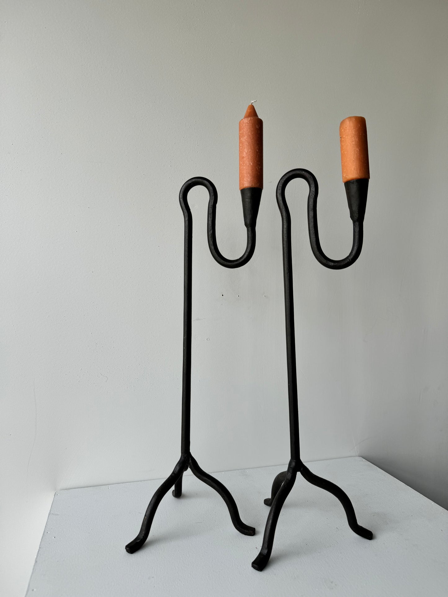 Pair of Curved Iron Candleholders